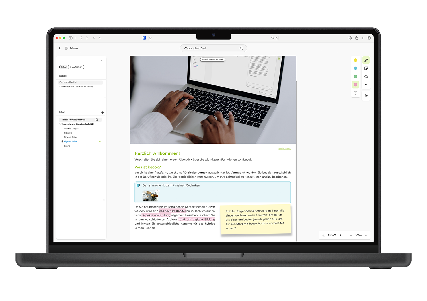 Mockup von beta version von beook web